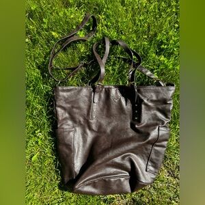 Icing Dark Brown Faux Leather Tote Bag